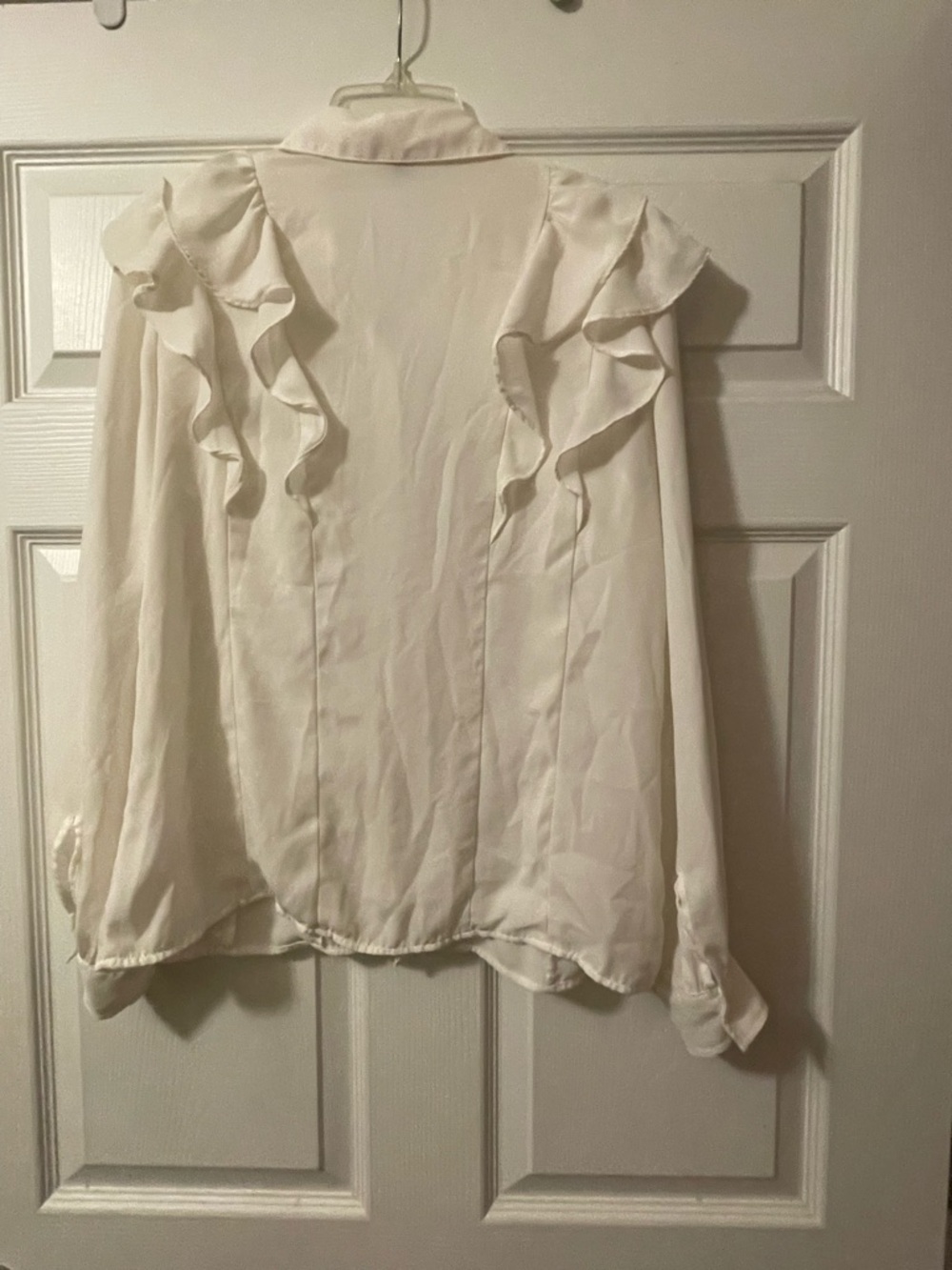 Ivory Ruffle Front Button-Up Blouse - Picture 2 of 3